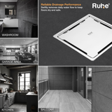 Diamond Square Flat Cut 304-Grade Floor Drain (5 x 5 Inches) - by Ruhe