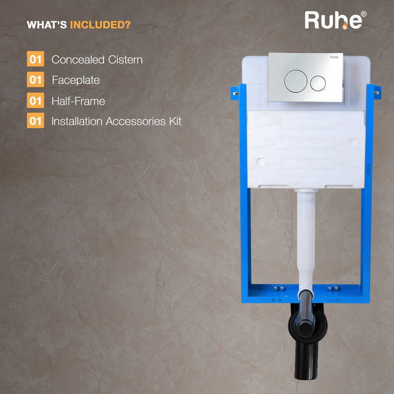 Pneumatic Concealed Cistern for Western Commode with Half Frame