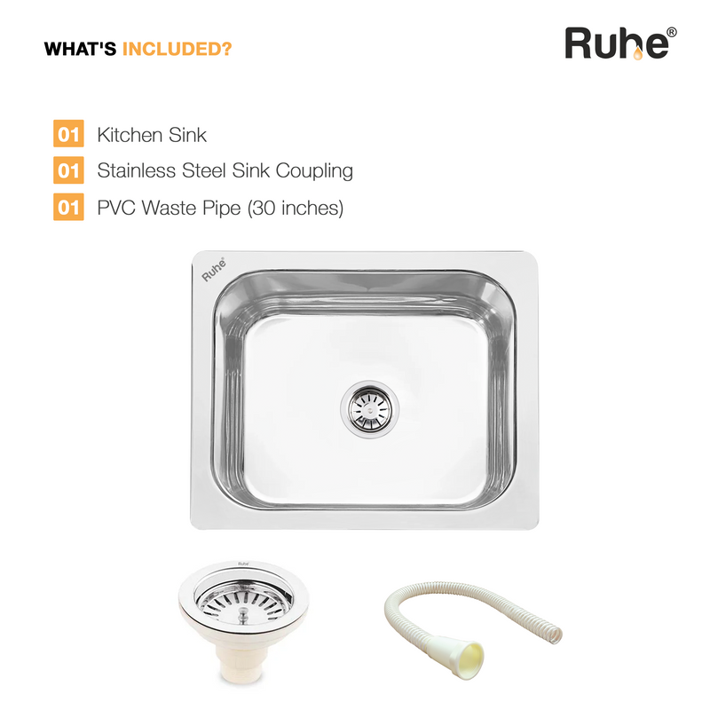 Single Bowl Premium Kitchen Sink (15 x 12 x 6 Inches)