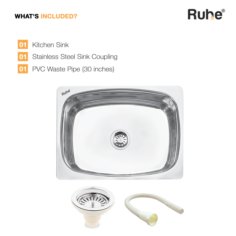 Oval Single Bowl Premium Kitchen Sink (24 x 18 x 9 Inches)