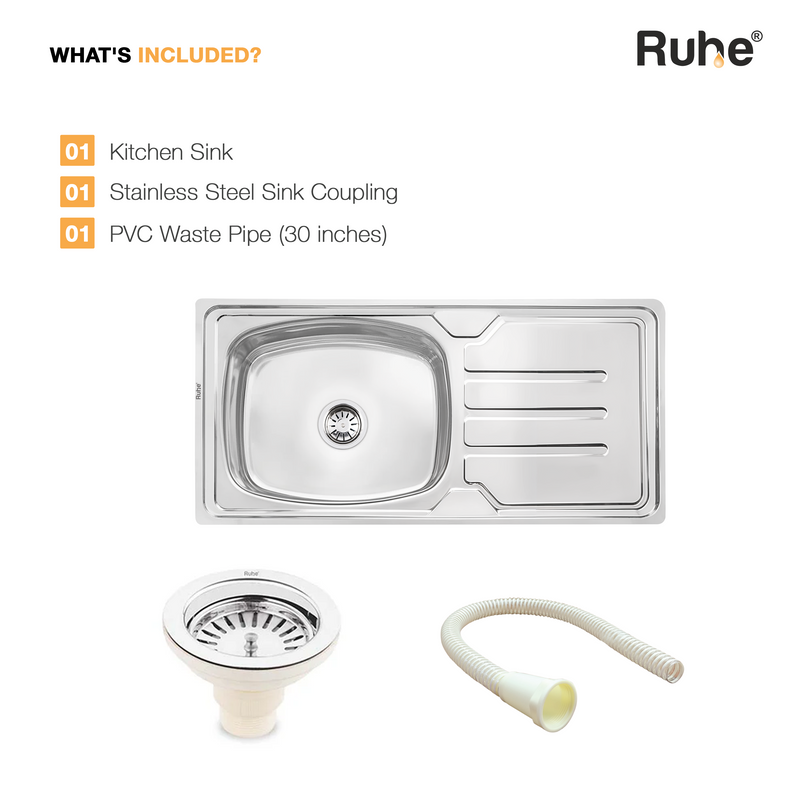 Oval Single Bowl with Drainboard Kitchen Sink (42 x 20 x 9 Inches)