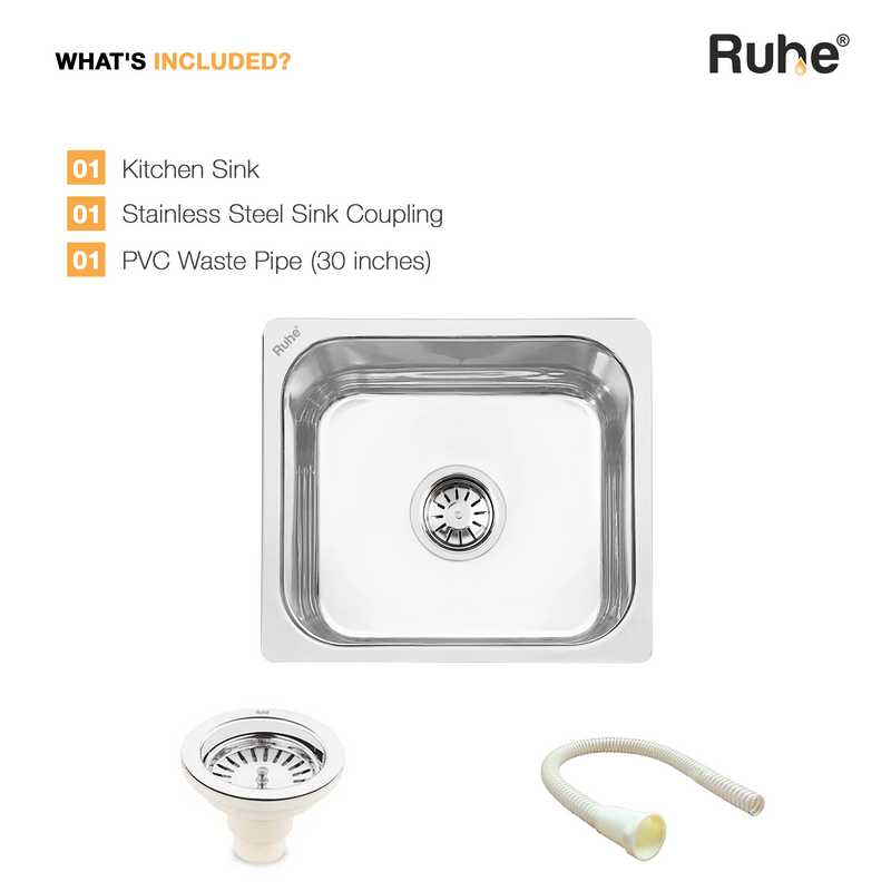 Single Bowl Kitchen Sink (16 x 14 x 6 Inches)
