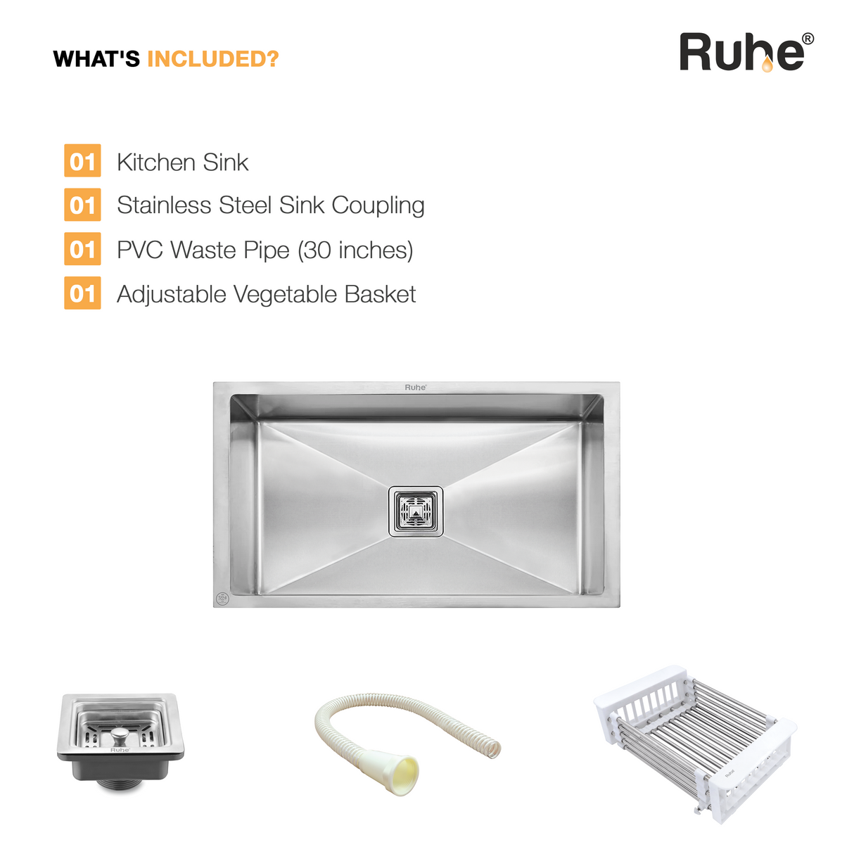 Handmade Single Bowl Kitchen Sink (32 x 20 x 10 Inches)