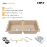 Quartz Double Bowl Kitchen Sink (37 x 18 x 9 Inches)