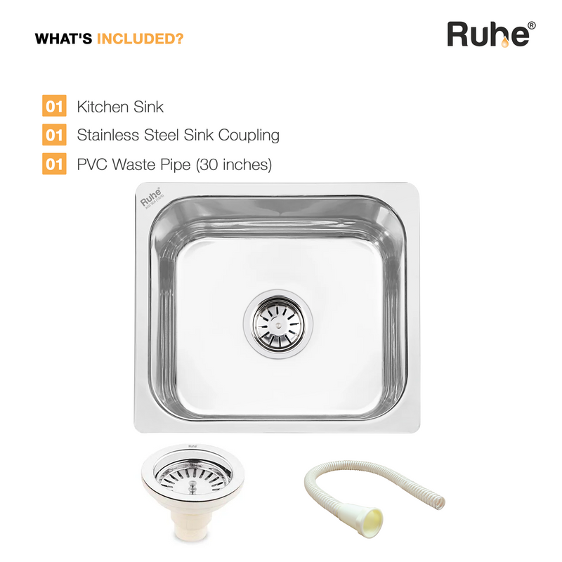 Single Bowl Kitchen Sink (16 x 14 x 6 Inches)