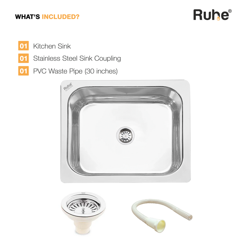 Single Bowl Kitchen Sink (27 x 21 x 9 Inches)