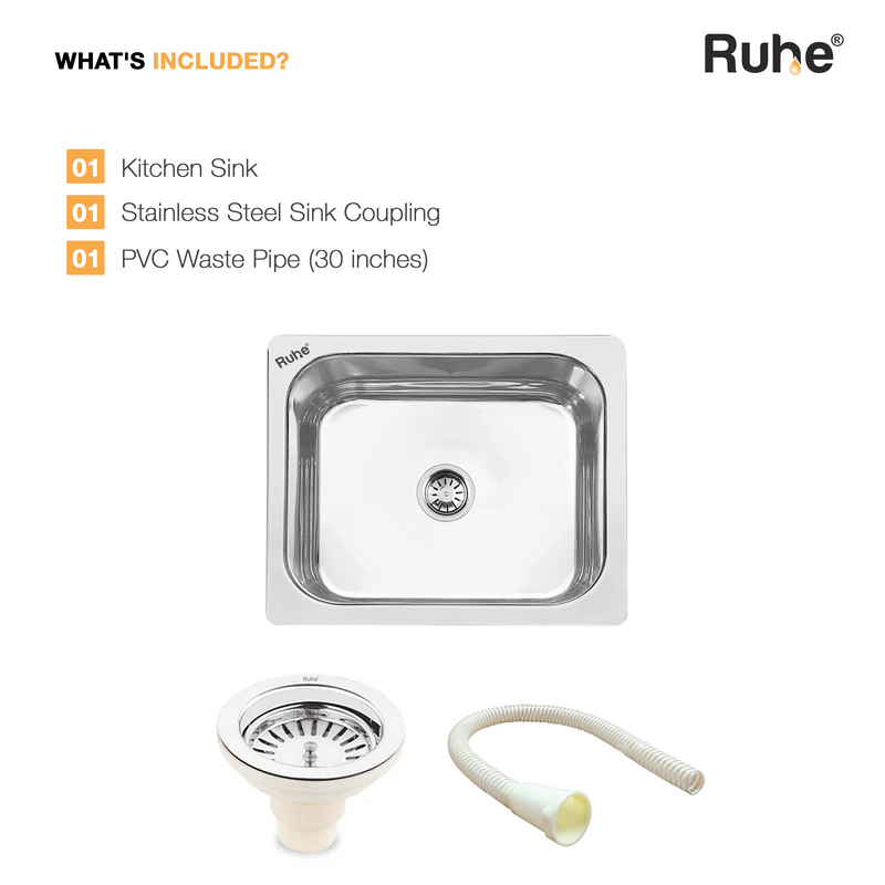 Single Bowl Kitchen Sink (26 x 20 x 9 Inches)
