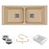Quartz Double Bowl Kitchen Sink Coloured (45 x 20 x 9 inches)