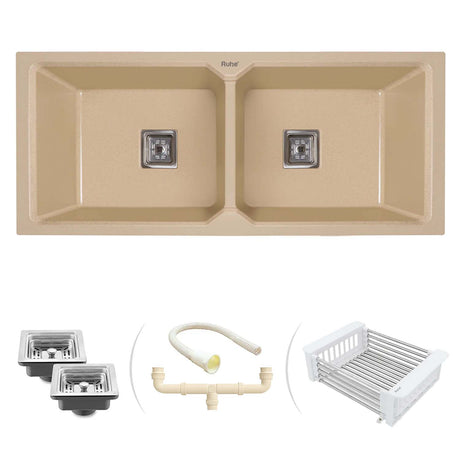 Quartz Double Bowl Kitchen Sink (45 x 20 x 9 inches)