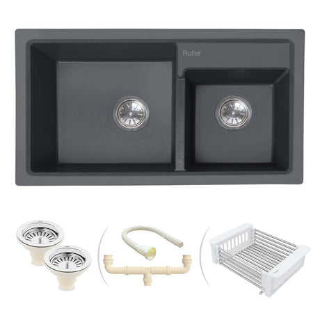 Quartz Double Bowl Kitchen Sink (31 x 18 x 9 Inches)