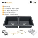 Quartz Double Bowl Kitchen Sink (37 x 18 x 9 Inches)
