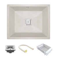 Quartz Single Bowl Kitchen Sink (21 x 18 x 9 Inches)