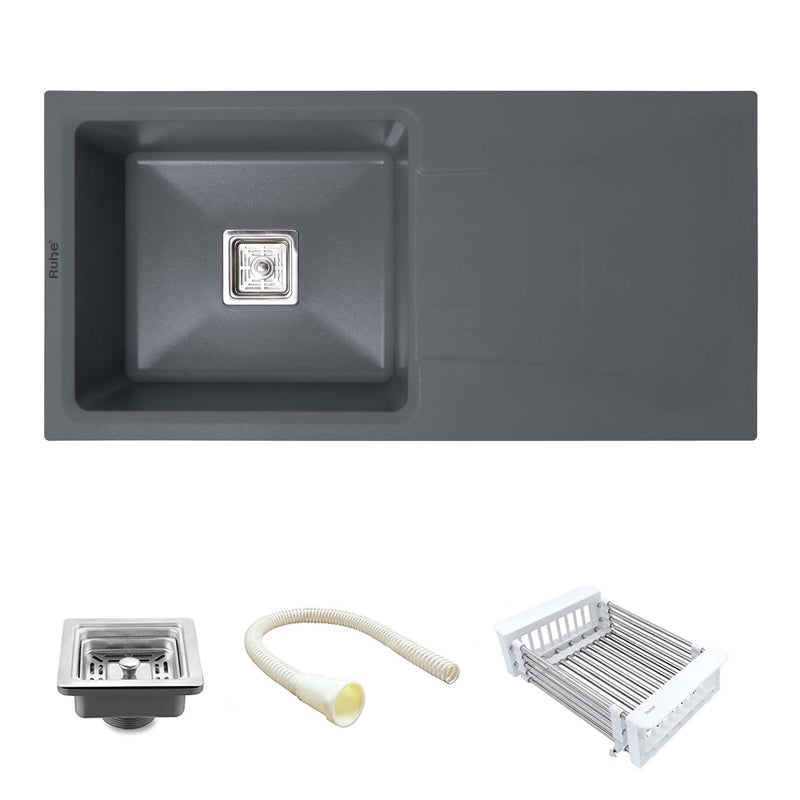 Quartz Single Bowl with Drainboard Kitchen Sink (36 x 18 x 9 Inches)