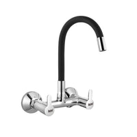 Pavo Brass Wall-Mount Kitchen Sink Mixer Tap with Flexible Silicone Spout