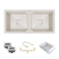 Quartz Double Bowl Kitchen Sink (37 x 18 x 9 Inches)