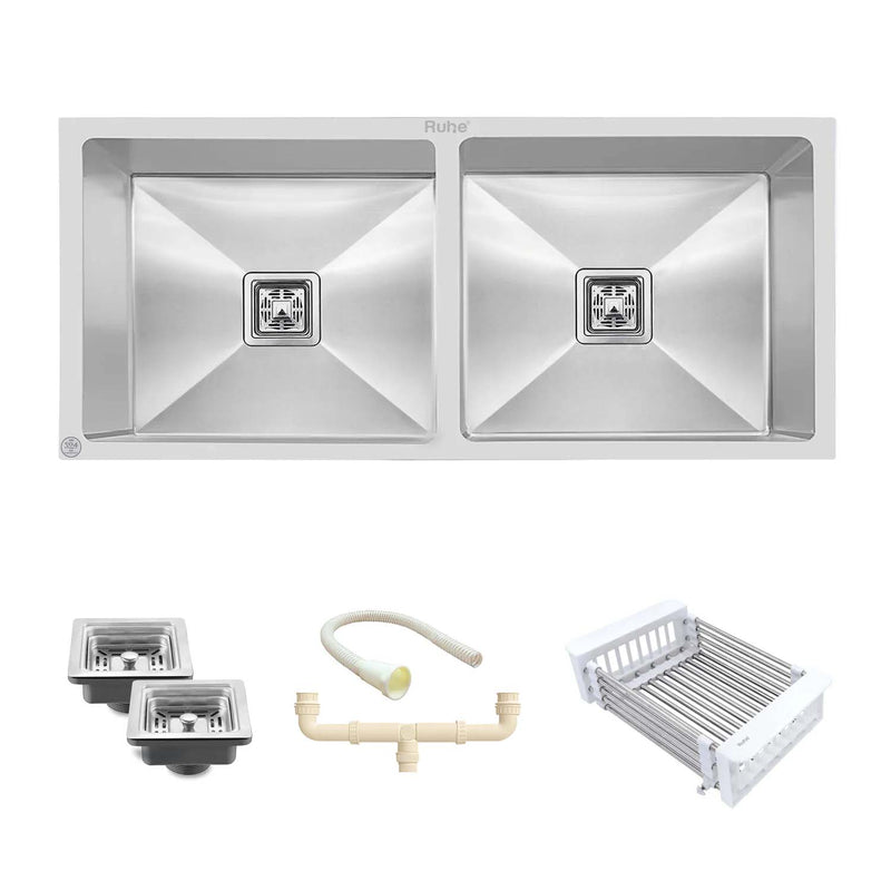 Handmade Double Bowl Kitchen Sink (45 x 20 x 10 Inches)