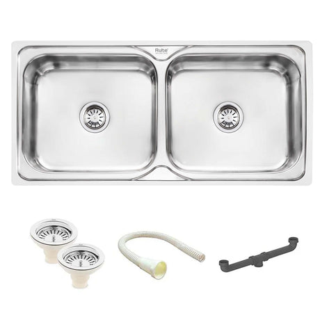 Double Bowl Kitchen Sink (37 x 18 x 8 Inches)
