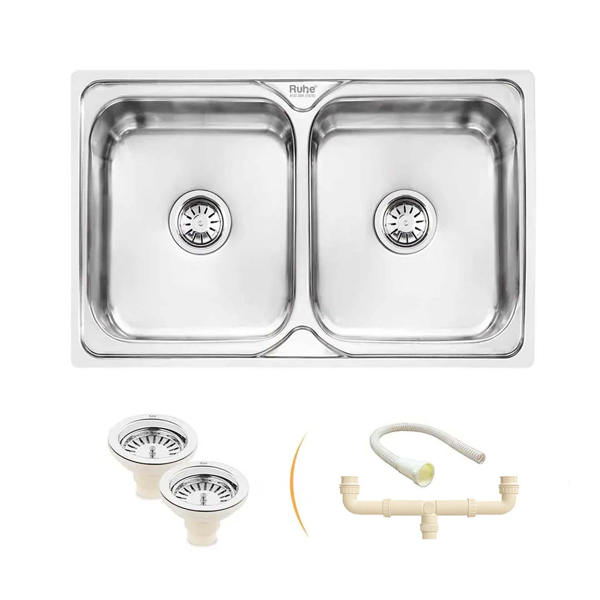 Double Bowl Kitchen Sink (32 x 20 x 8 Inches)