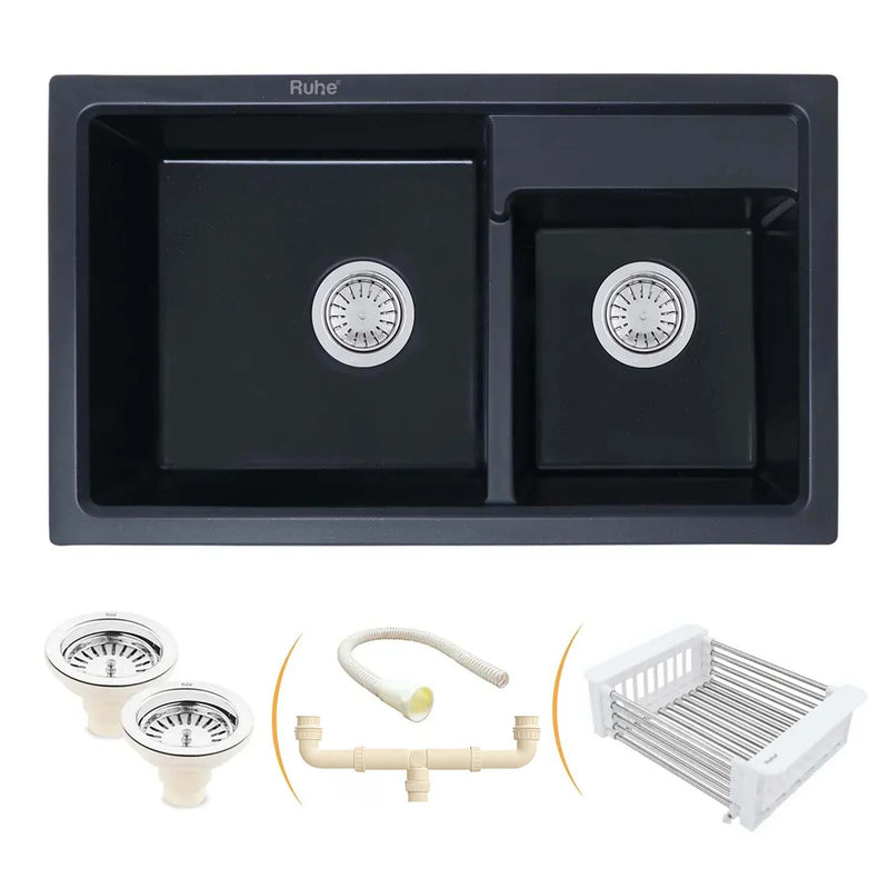 Quartz Double Bowl Kitchen Sink (31 x 18 x 9 Inches)