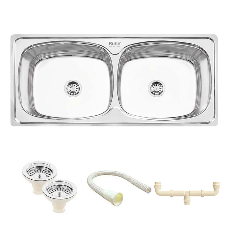 Double Bowl Kitchen Sink 304-Grade (45 x 20 x 9 Inches)