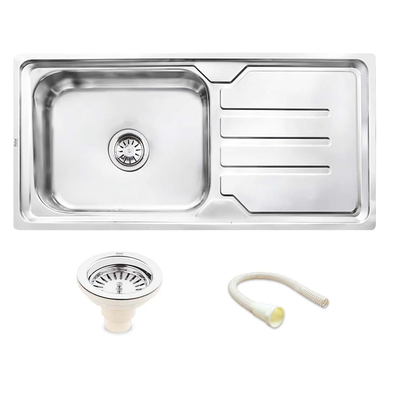 Single Bowl with Drainboard Kitchen Sink 304-Grade (42 x 20 x 9 Inches)