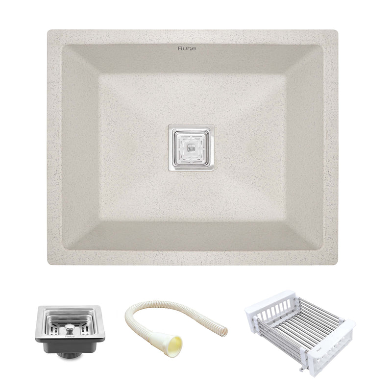 Quartz Single Bowl Kitchen Sink (21 x 18 x 9 Inches)