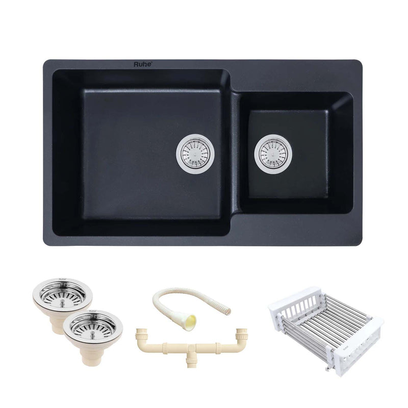 Quartz Double Bowl Kitchen Sink (34 x 20 x 9 inches)