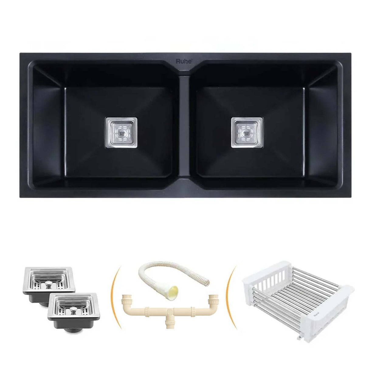 Quartz Double Bowl Kitchen Sink (45 x 20 x 9 inches)