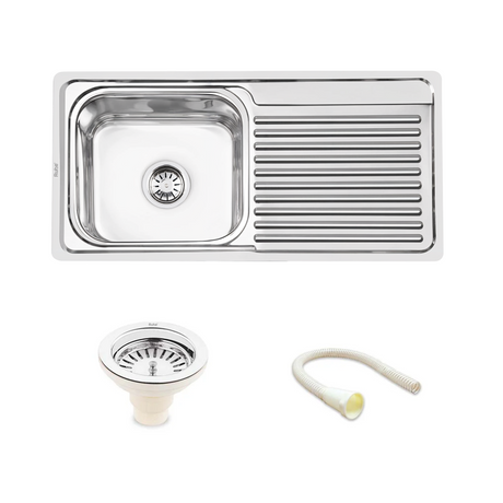 Single Bowl with Drainboard Kitchen Sink (37 x 18 x 8 Inches)