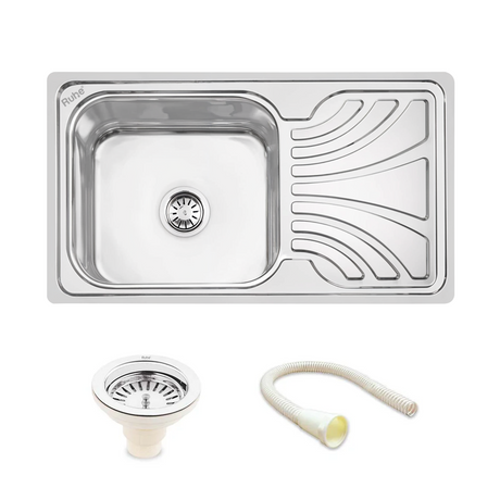 Single Bowl with Drainboard Kitchen Sink (32 x 18 x 8 Inches)