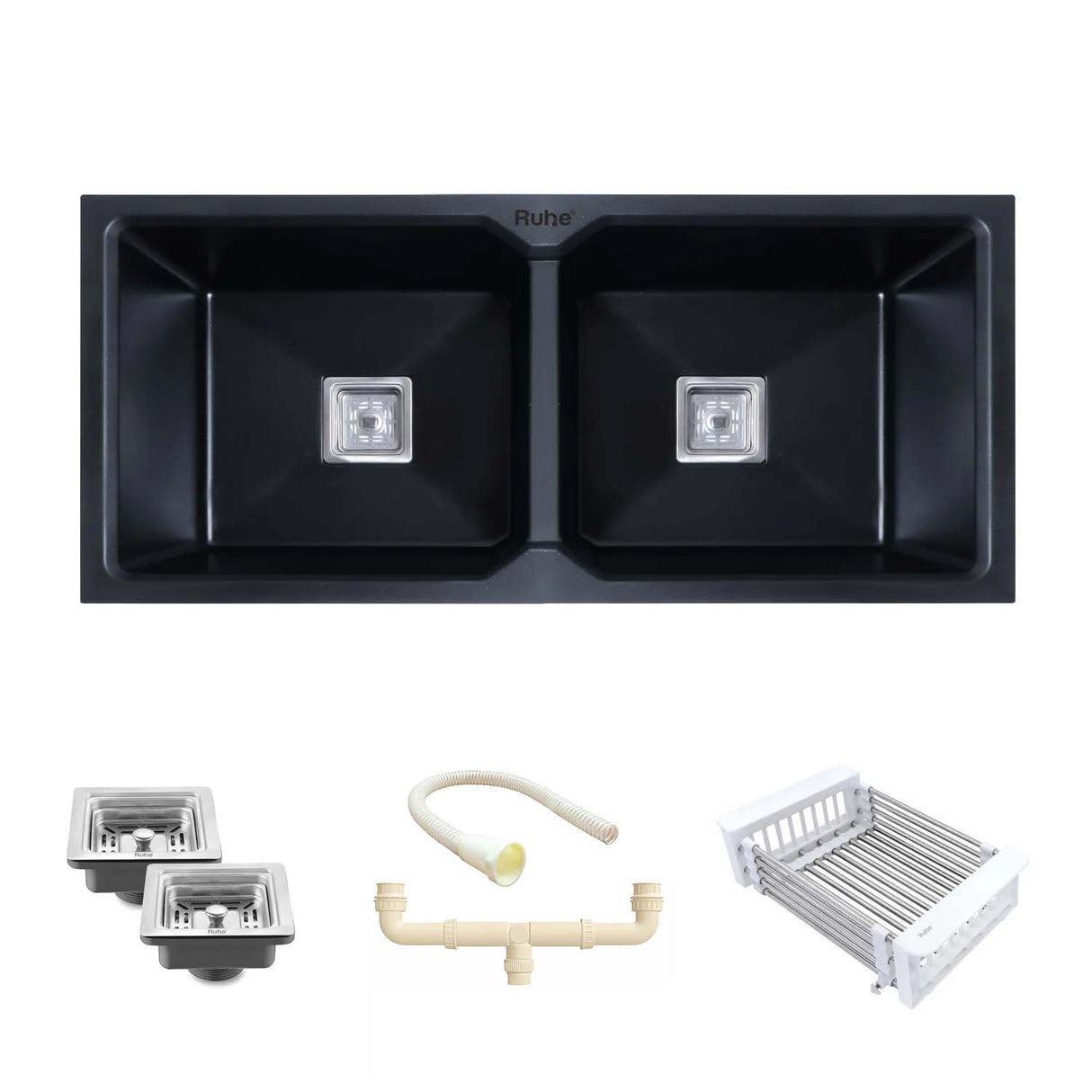 Quartz Double Bowl Kitchen Sink (37 x 18 x 9 Inches)