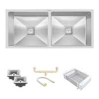 Handmade Stainless Steel Double Bowl Kitchen Sink (45 x 20 x 10 Inches) – Matt Steel