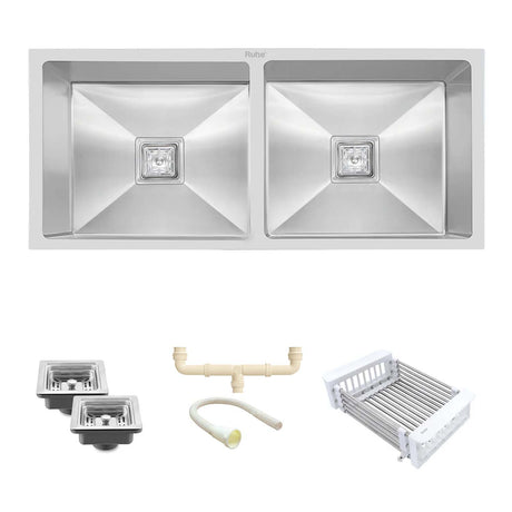 Handmade Double Bowl Kitchen Sink (45 x 20 x 10 Inches)