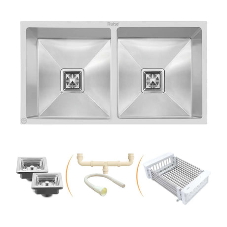 Handmade Double Bowl Kitchen Sink (32 x 18 x 10 Inches)