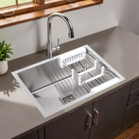 Handmade Stainless Steel Single Bowl Kitchen Sink (24 x 18 x 10 Inches)