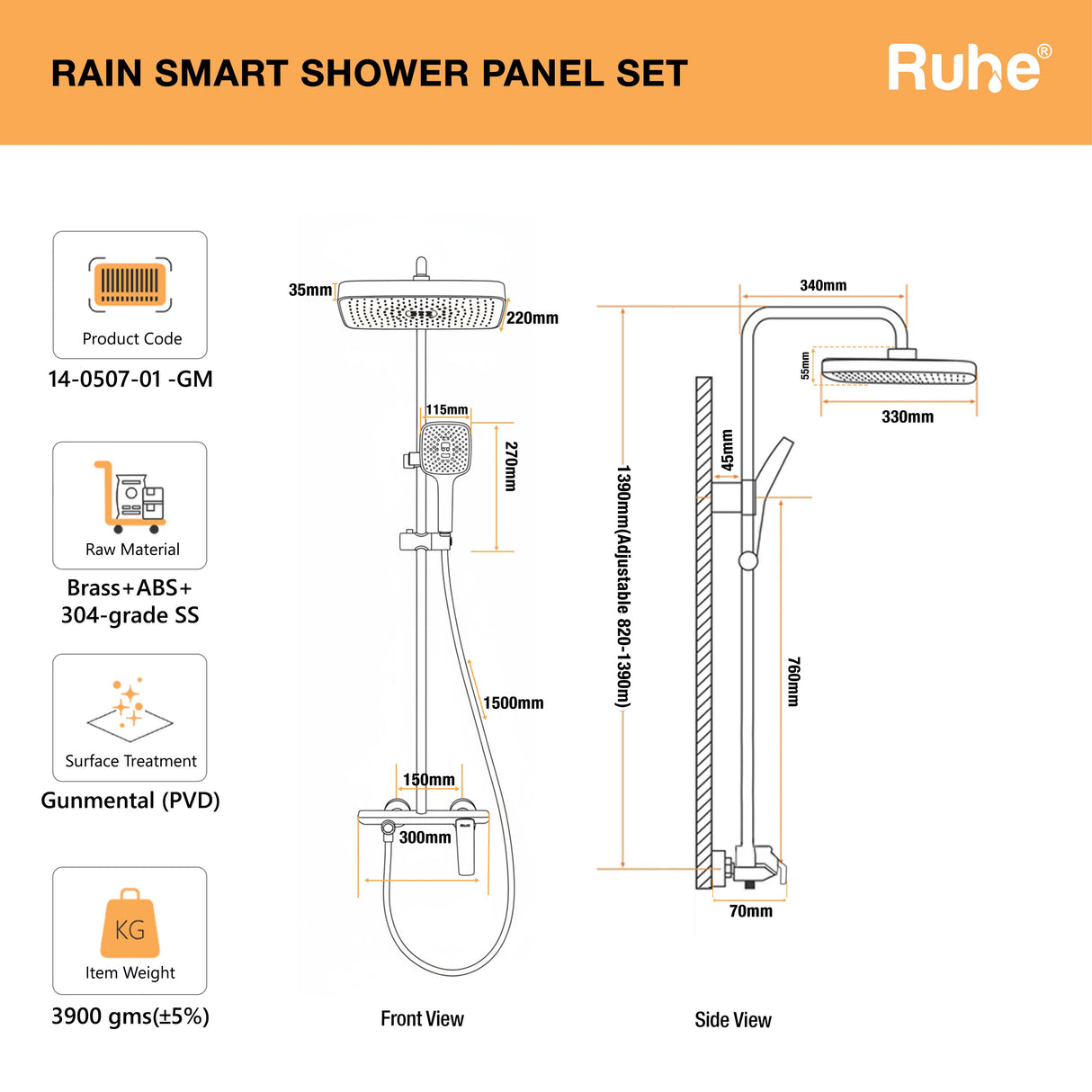 Rain Smart Shower Panel Set