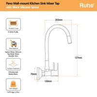 Pavo Brass Wall-Mount Kitchen Sink Mixer Tap with Flexible Silicone Spout