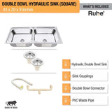 Double Bowl Kitchen Sink (45 x 20 x 9 Inches)