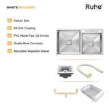 Handmade Double Bowl with Tap Hole Kitchen Sink (32 x 18 x 10 Inches)