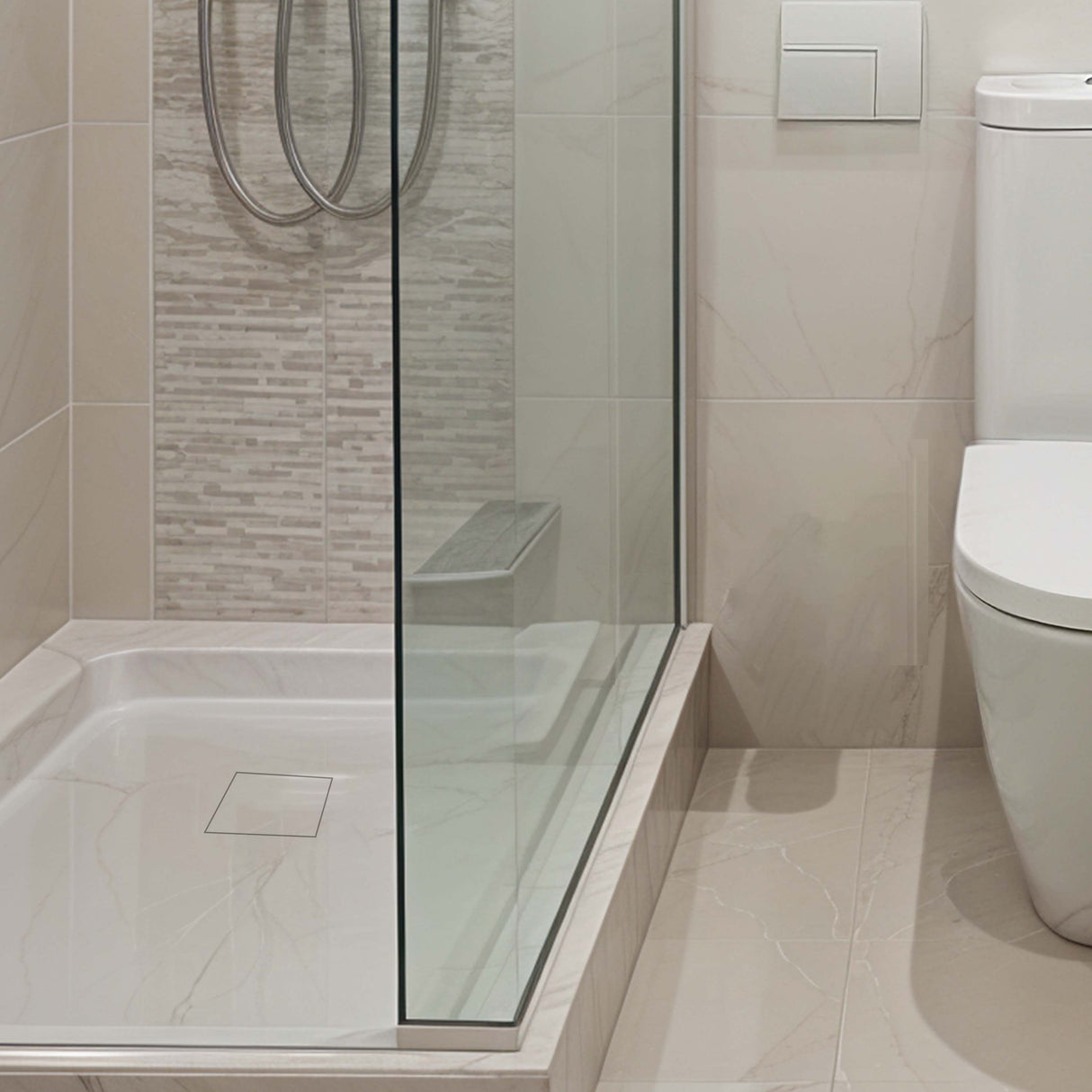 Marble-Insert Shower Drain Channel (6 x 6 Inches)