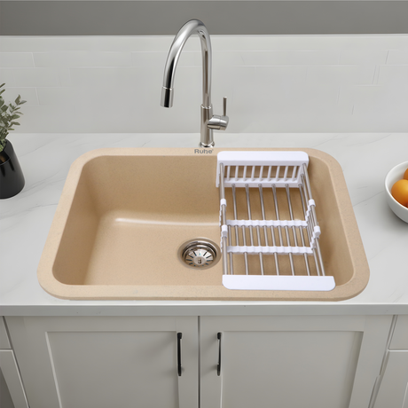 Quartz Single Bowl Round Kitchen Sink (24 x 18 x 9 Inches)