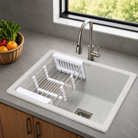Quartz Single Bowl Kitchen Sink (21 x 18 x 9 Inches)