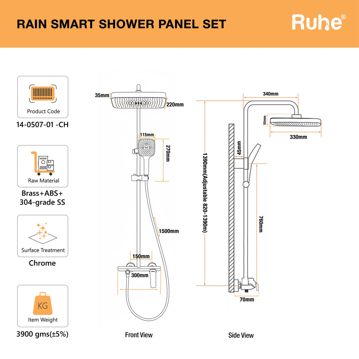 Rain Smart Shower Panel Set