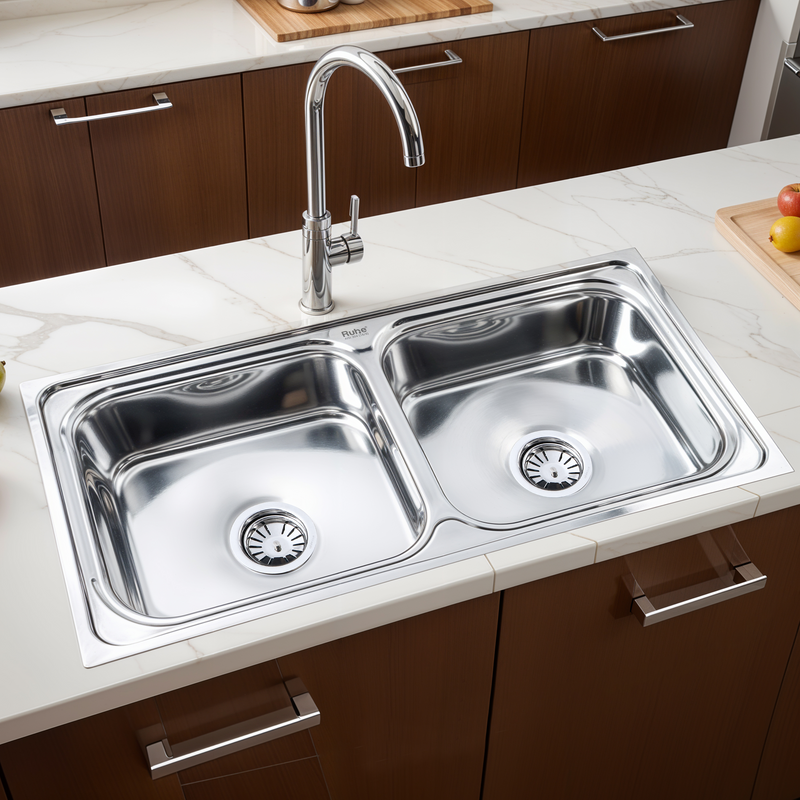 Double Bowl Kitchen Sink 304-Grade (37 x 18 x 8 Inches)