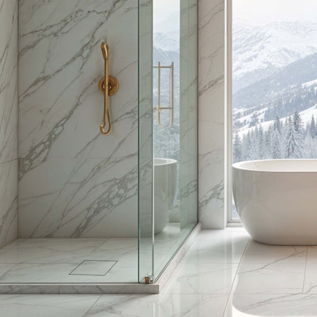 Marble-Insert Shower Drain Channel (4 x 4 Inches)