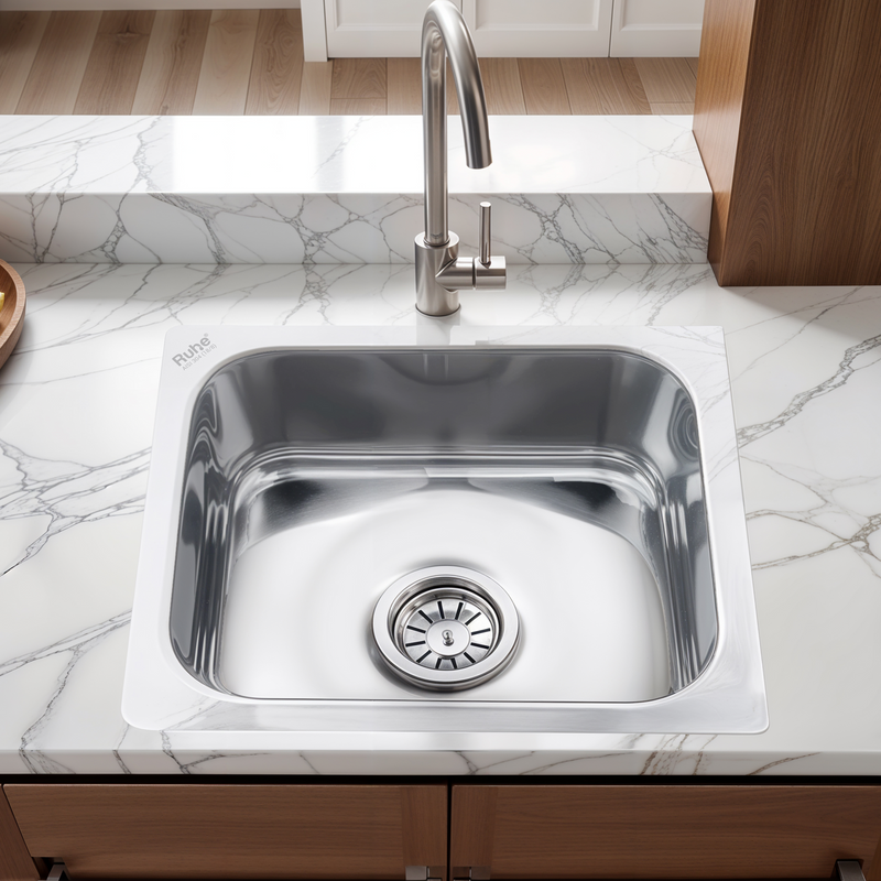 Single Bowl Kitchen Sink 304-Grade (15 x 12 x 6 Inches)