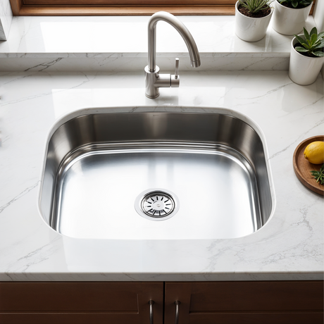 Oval Single Bowl Kitchen Sink (24 x 18 x 9 Inches)