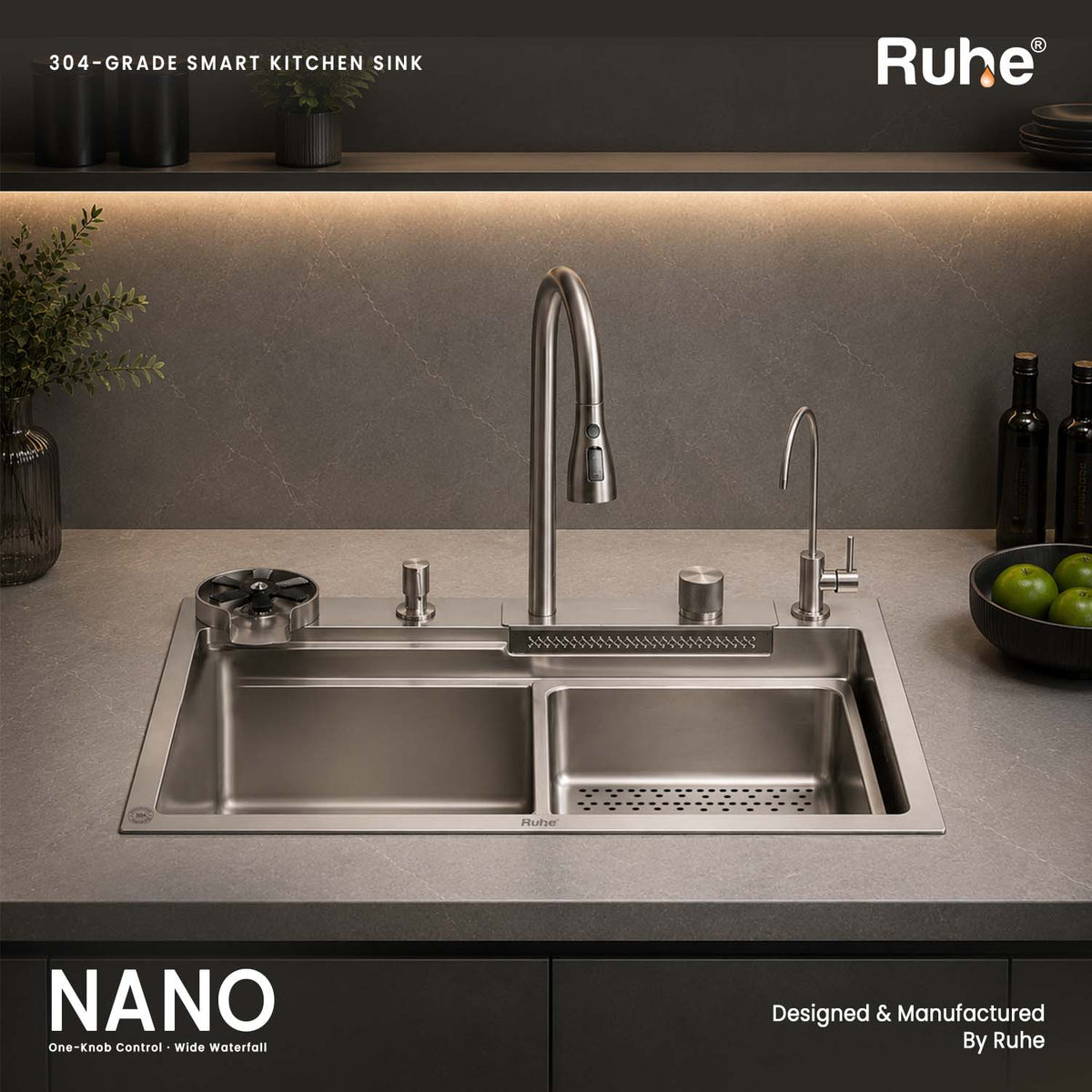 Nano 304-Grade Smart Kitchen Sink with Waterfall