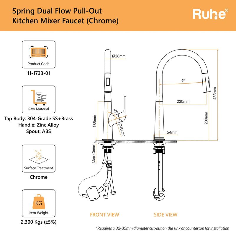 Spring Dual Flow Pull-out Kitchen Mixer Faucet