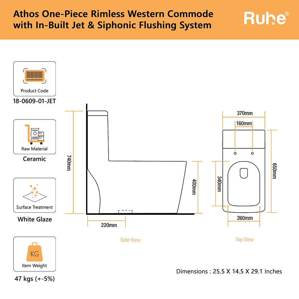 Athos One Piece Western Commode